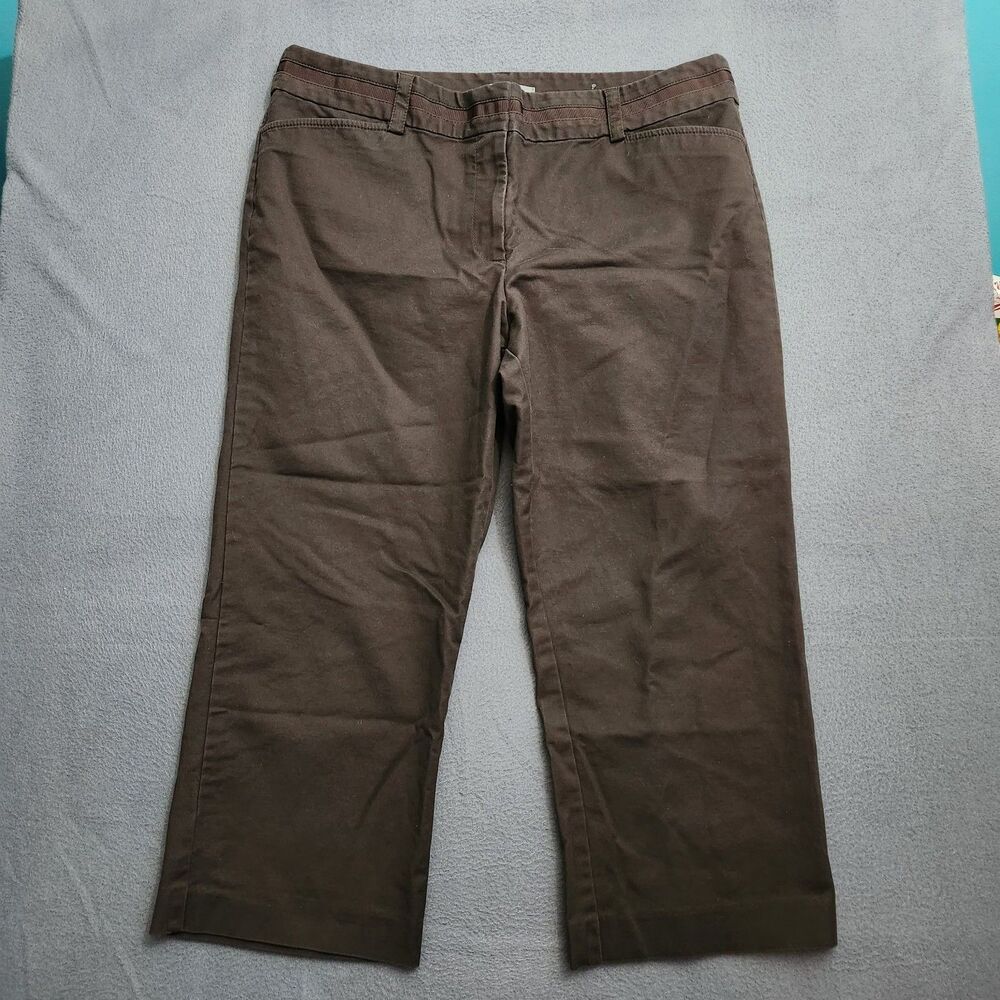 Ann Taylor Pants Women 14 Brown Signature Fit Mid Rise Straight Leg Capri